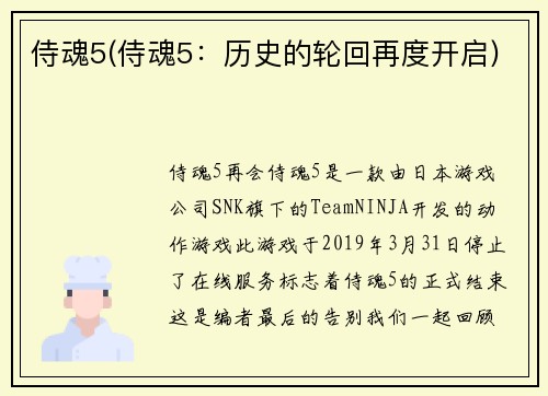 侍魂5(侍魂5：历史的轮回再度开启)